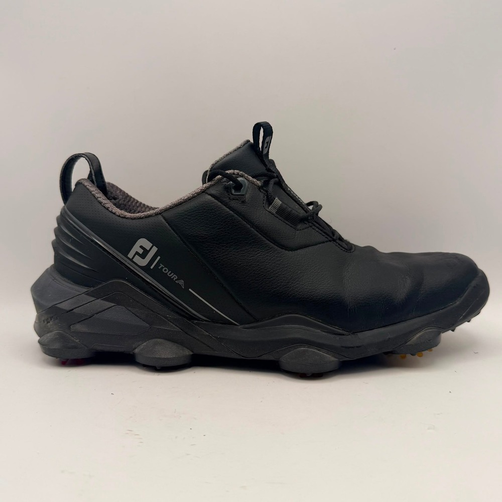 FootJoy Tour Alpha Golf Shoes Black Leather Spiked Mens 8.5 M 55507C